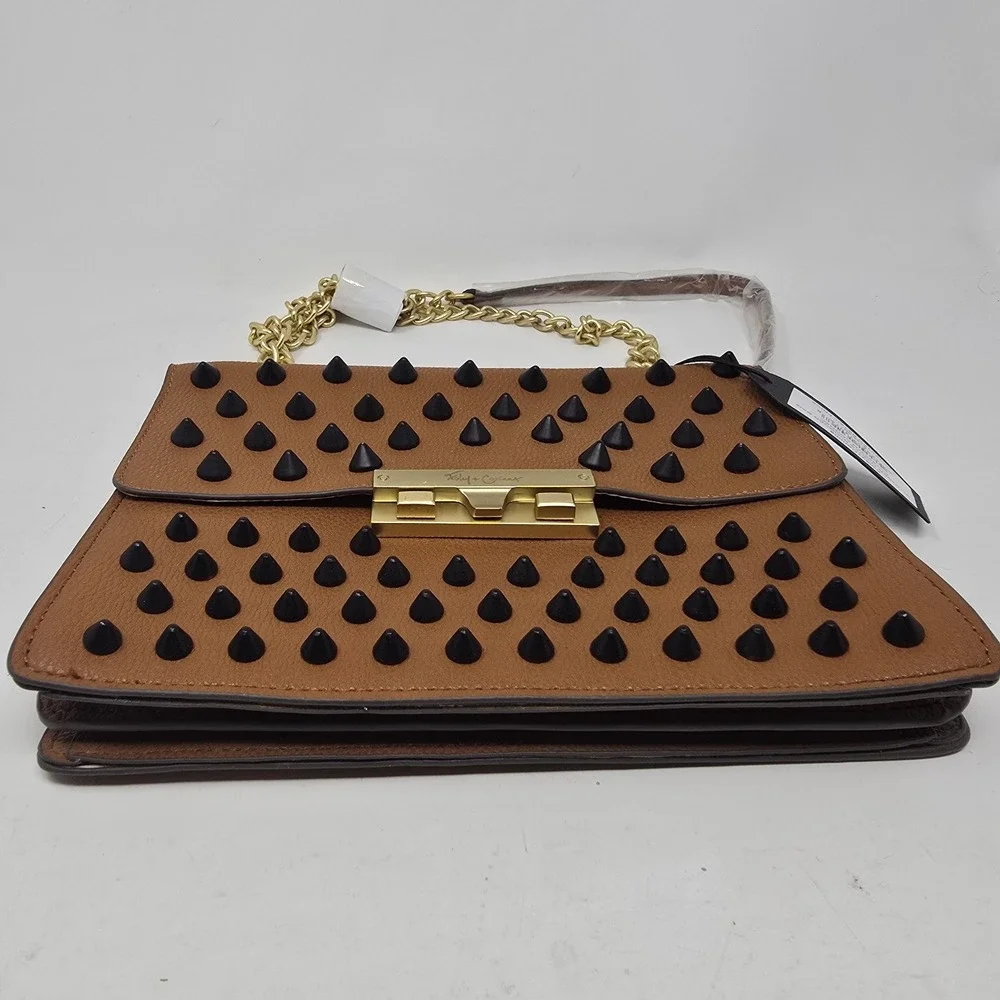 Foley & Corinna Cognac Faux Leather‎ Signature Logo Slumber Nights Crossbody Bag
